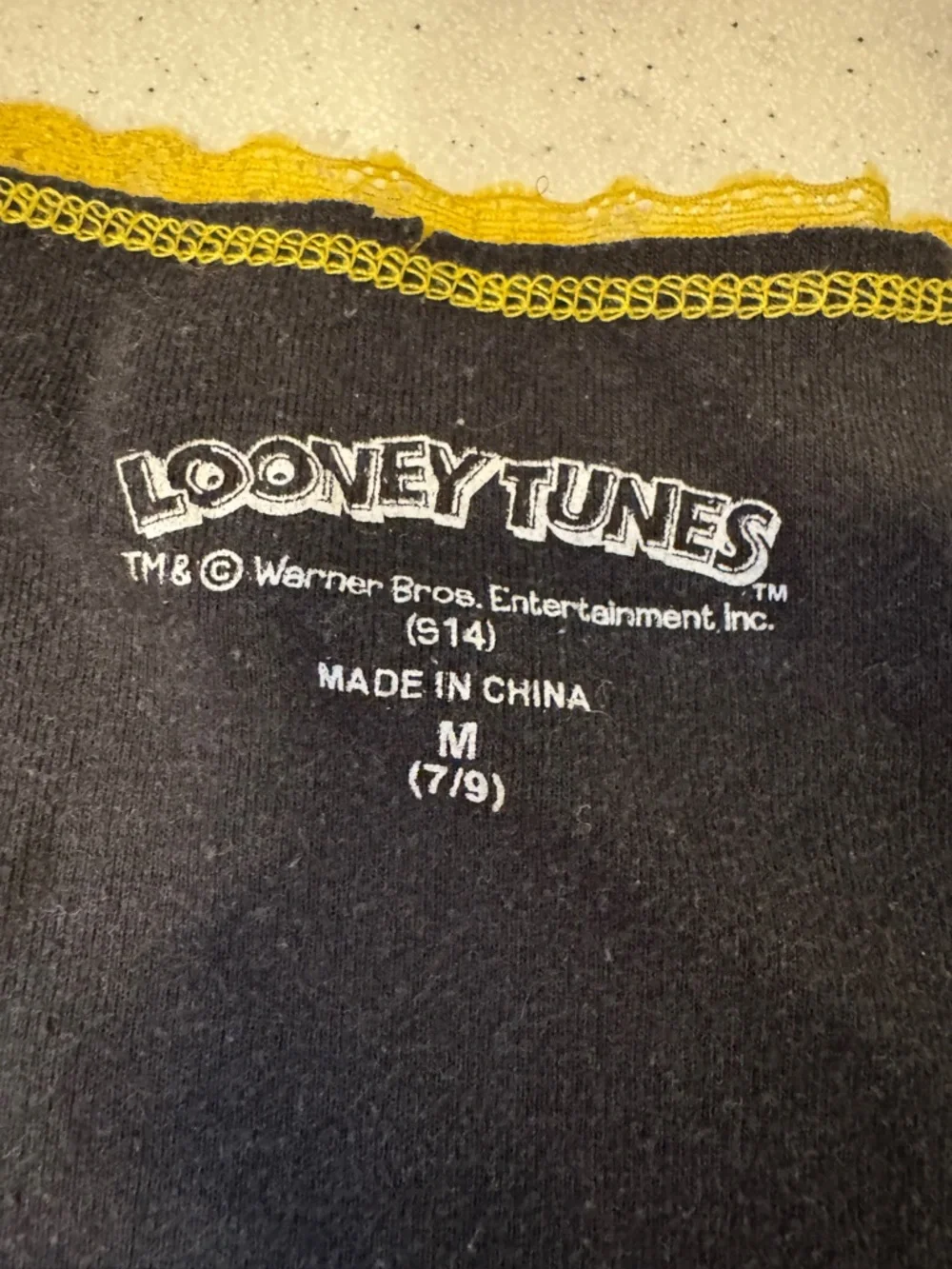 Warner Bros. Looney Tunes Black Tee with Yellow trim - Picture 3 of 4